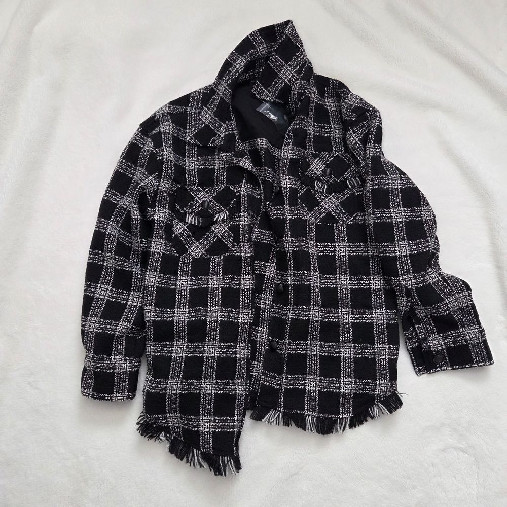 House of Harlow 1960 White and Black Fringe Shacket Size Small